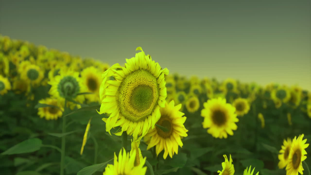 Sunflowers basking in the golden sunlight during the summer season