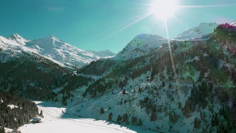 Beautiful-Val-Thorens-ski-resort-in-French-Alps,-aerial-view