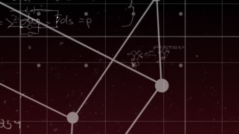 Animation-Sich-Bewegender-Mathematischer-Formeln-Und-Weiß-Umrandeter-Würfel,-Der-Sich-Auf-Dunklem-Hintergrund-Dreht