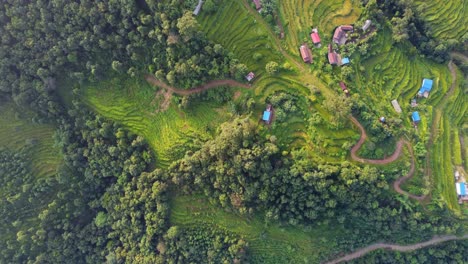 Einzigartiger-Obenliegender-Winkel-Der-Terrassenhänge-Von-Nepal