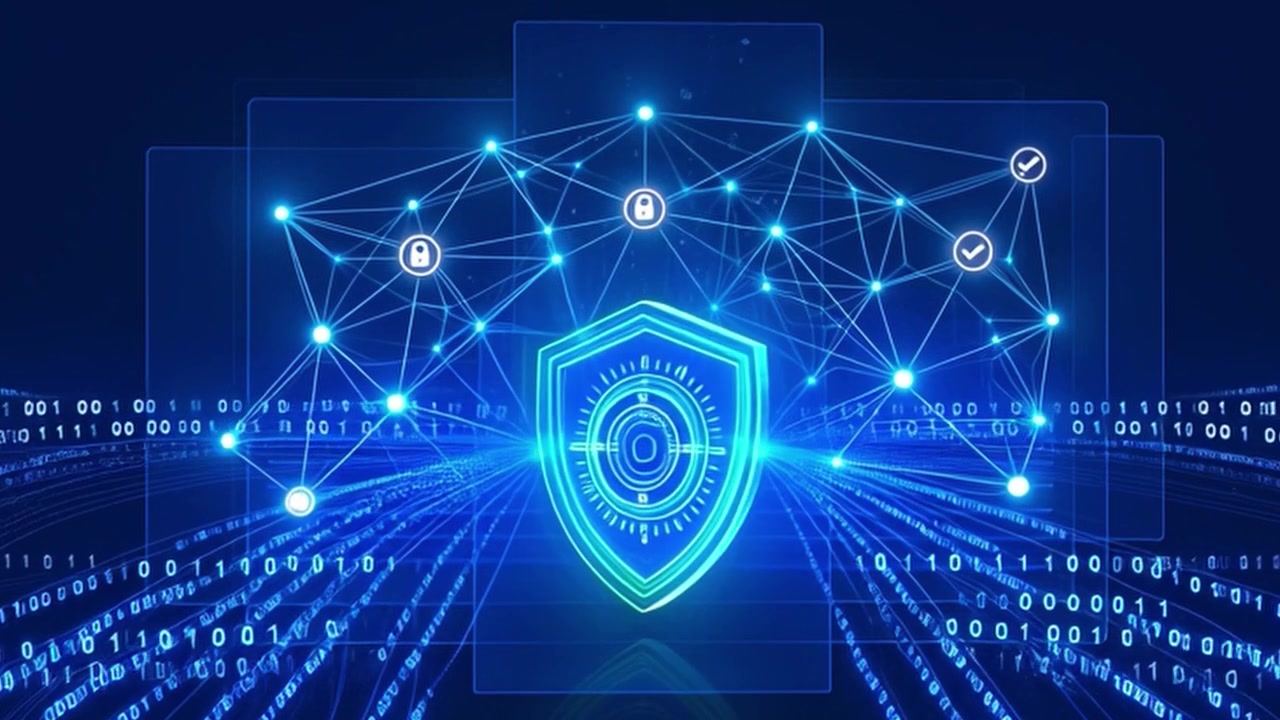 Digital Cybersecurity Shield Protecting Data Network