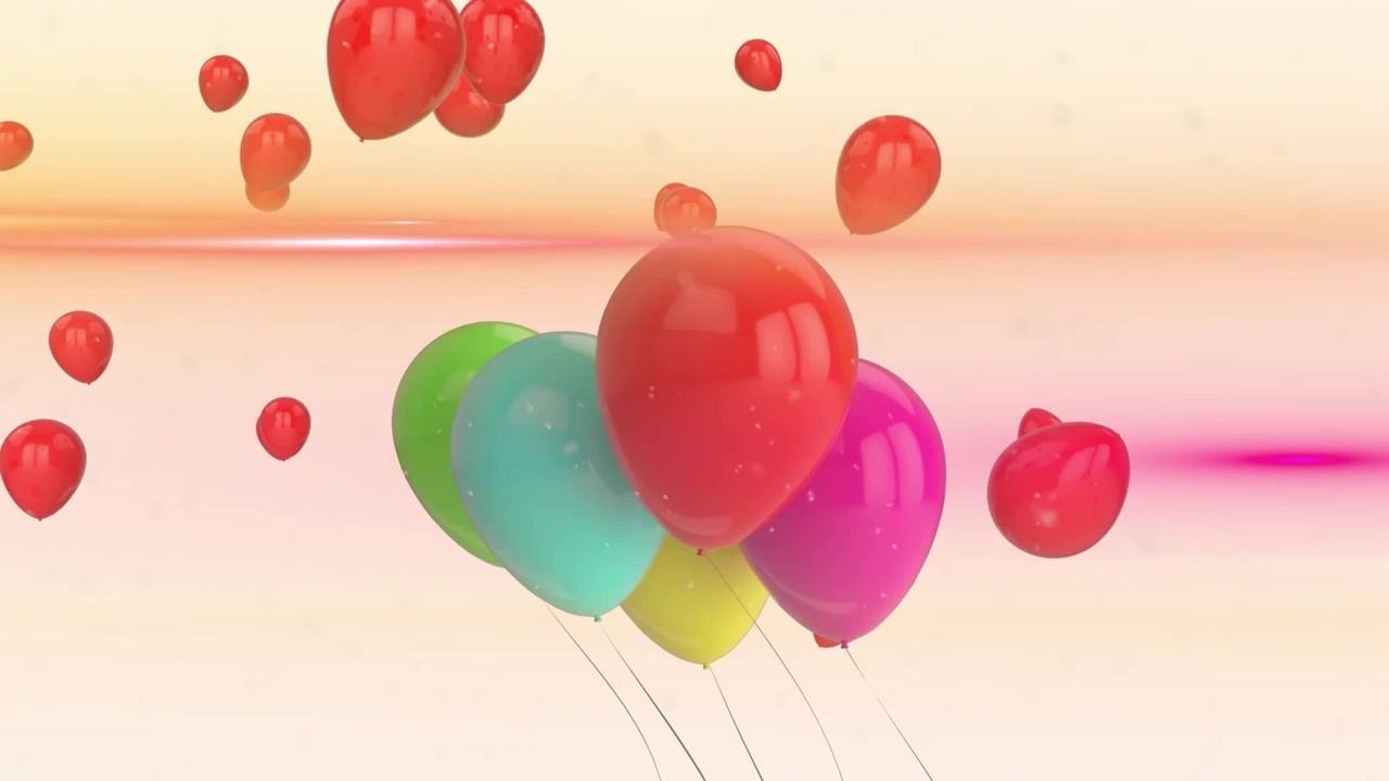 Animation af røde prikker, lyspletter og julepynt.