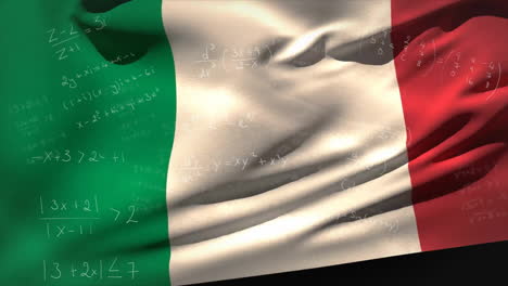 animation of data processing over flag of italy