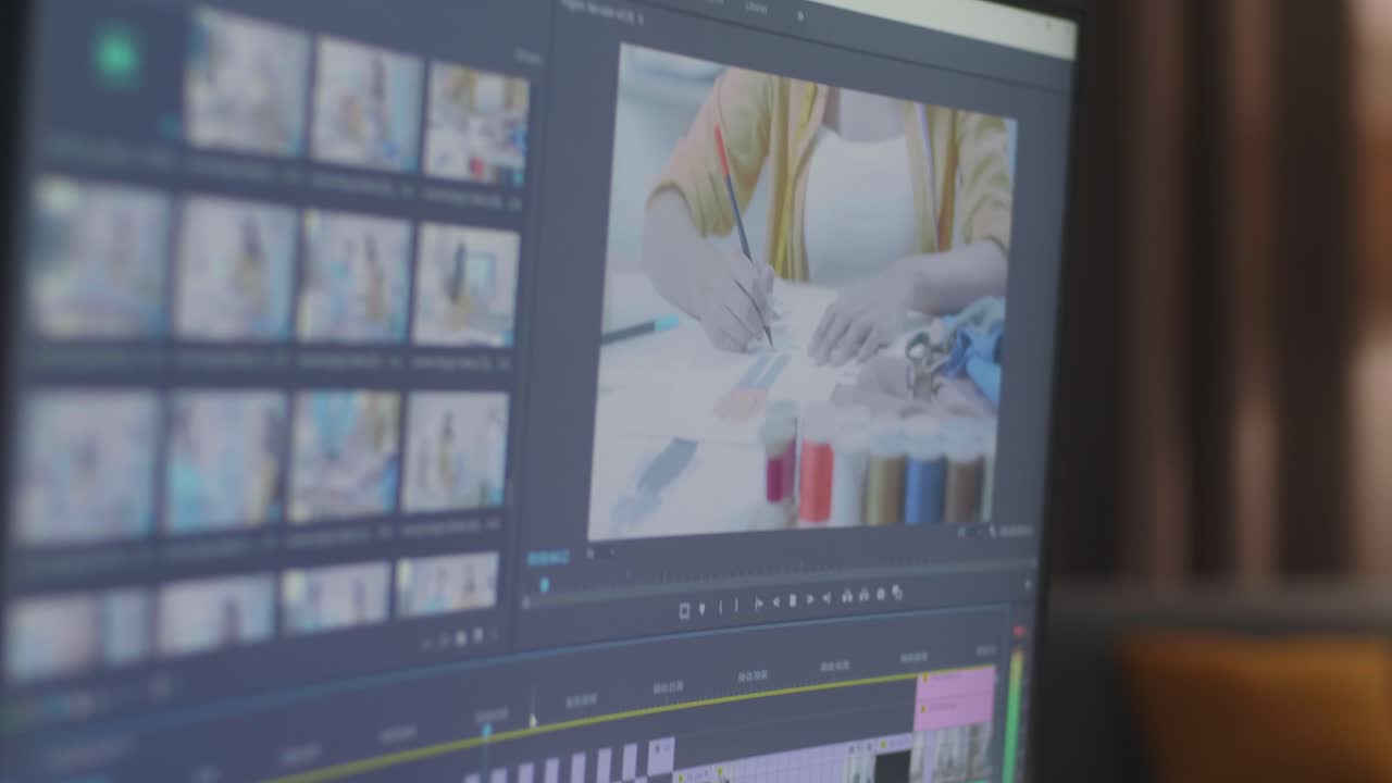 Close Up Of A Desktop Being Used By Man'S Hands For Editing The Video At Home