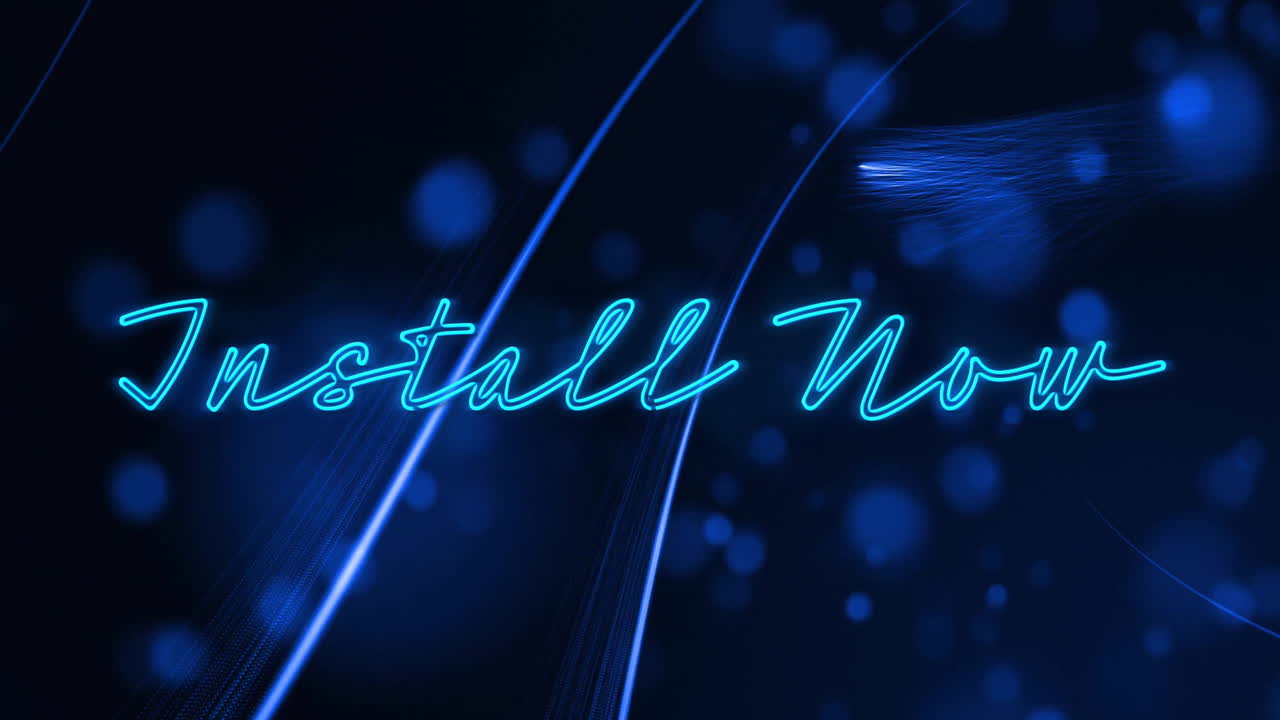 검은색 배경 위에 반이는 불빛 위에 텍스트를 설치하는 애니메이션