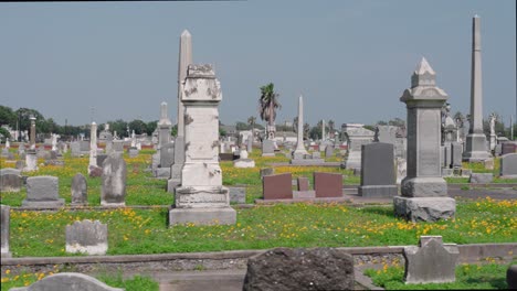 Establishing-shot-of-Old-City-Cemetery-in-Galveston,-Texas