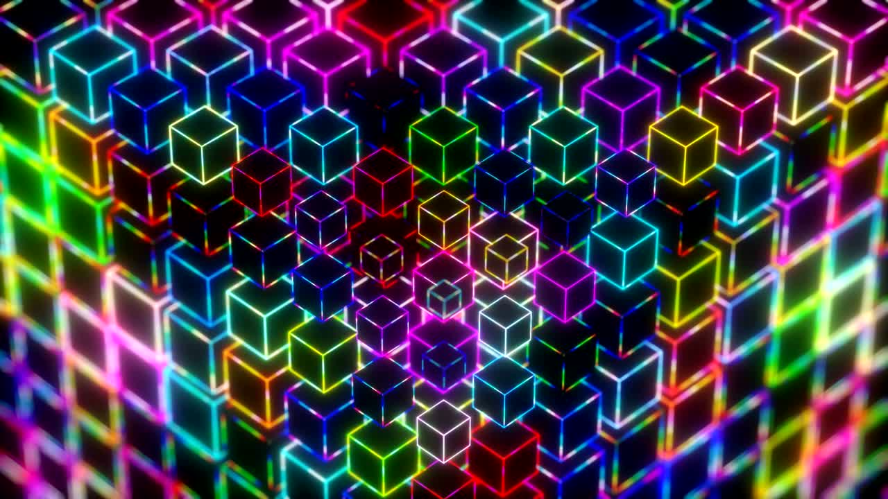 Neon Colorful Lights Cubes 4k Video Background