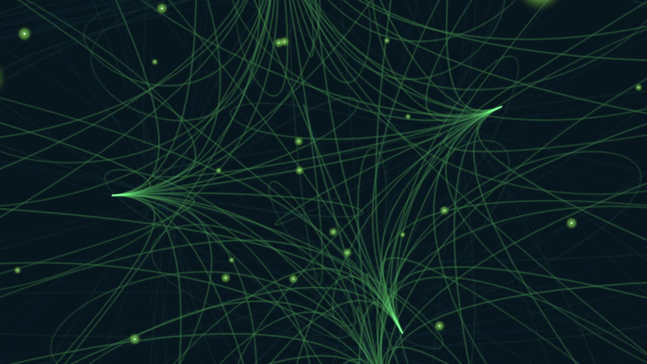 An abstract image showcasing a dynamic network of interconnected lines and floating dots, evoking a sense of movement and vitality within an intricate pattern