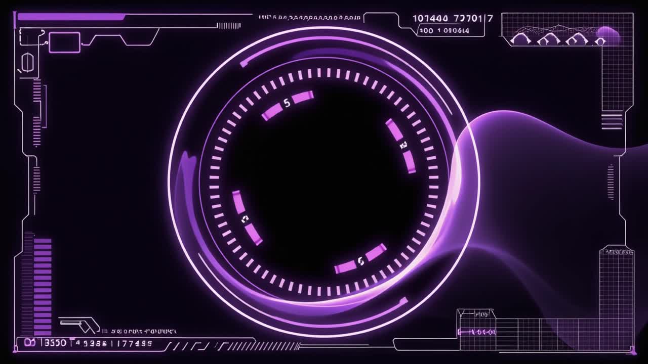 Animating Purple Futuristic Digital HUD Interface Display