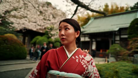woman in kimono in a japanese garden