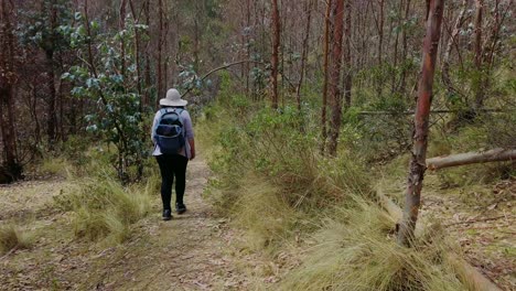 tracking shot of woman hiking in the surrounding mountains of cusco, leading from puka pukara ruins to inkilltambo and rumiwasi ruins during the day