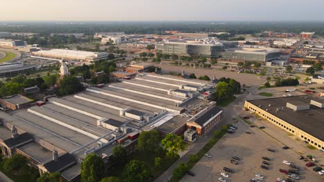 ford motor company central campus building, henry ford museum in the foreground