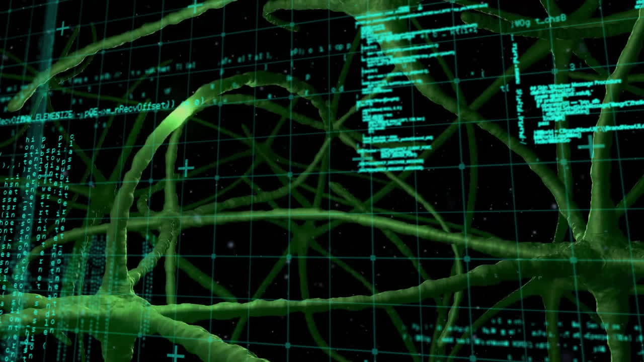 animación de neuronas sobre el procesamiento de datos en fondo negro