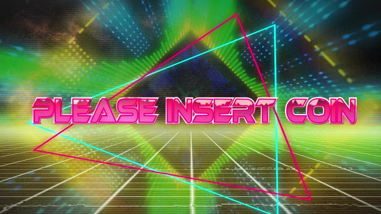 디지털 추상 공간에 동전을  ⁇ 입하십시오의 애니메이션