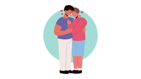 los amantes gay, la pareja, los personajes, la animación.