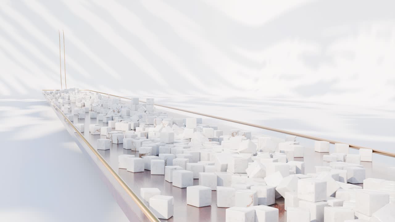 Domino Effect with Marble Cubes on a Stylish Platform