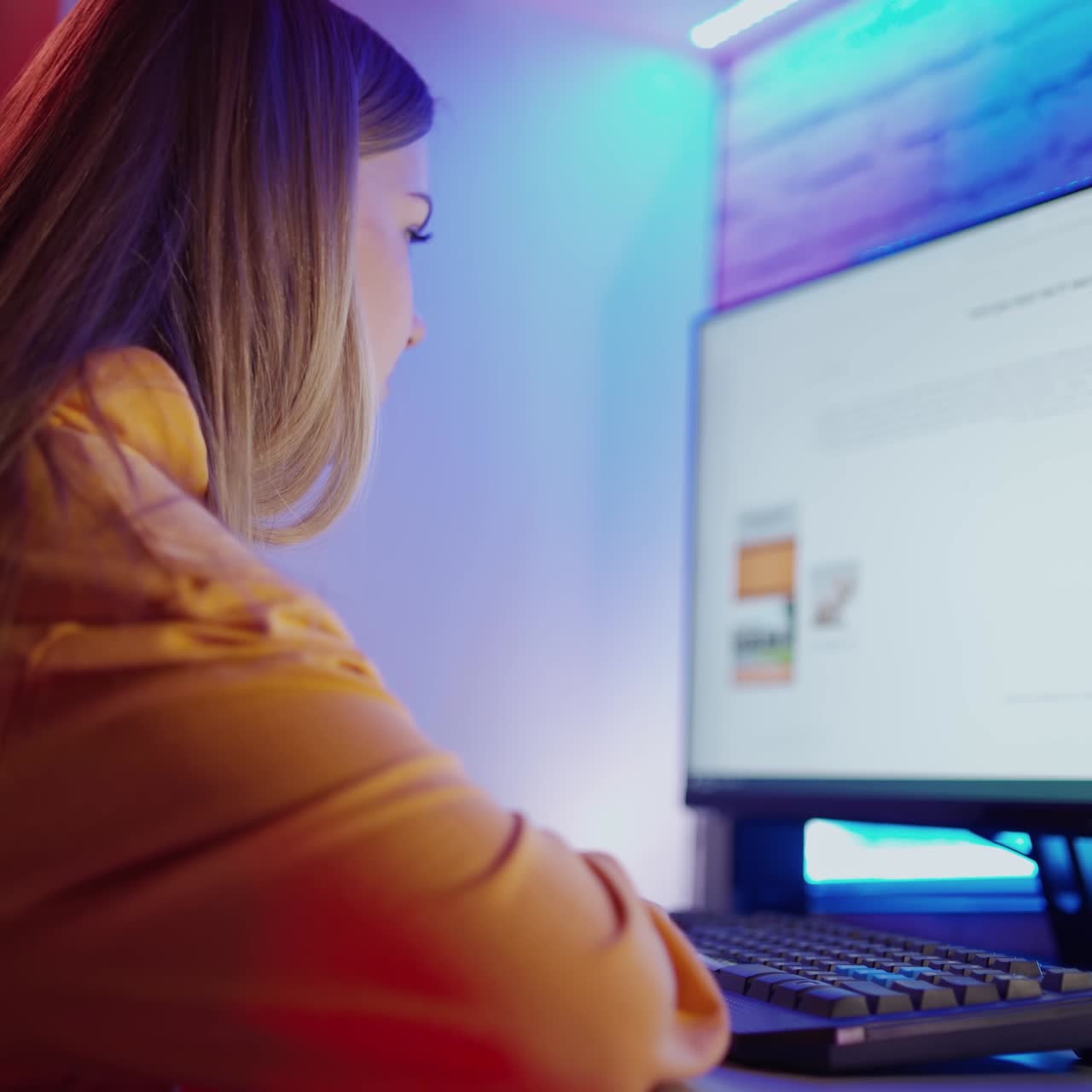 Young woman using computer