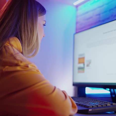young woman using computer