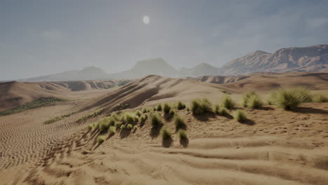 stunning view of a desert landscape with sand dunes and mountains