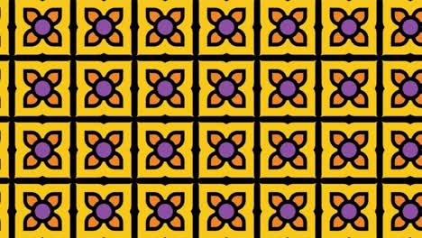 animación de patrón de mosaico transparente con signos florales. panorámica