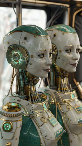 female cyborg robots embracing and in love made with generative AI