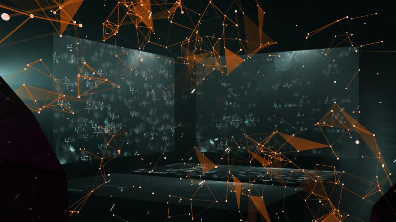 Animation of network of connections with numbers over data processing
