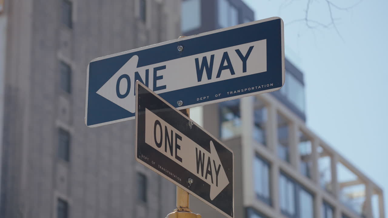 One Way Street Signs in an Urban Setting