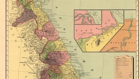 antique 19th century map of the veracruz state and port of veracruz in mexico