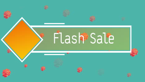 animación del texto de venta instantánea sobre el banner y las flores que se mueven en movimiento hipnótico