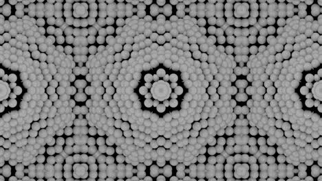 patrón abstracto con 3d render bolas blancas en un fondo negro. 3d render gráfico de movimiento mosaico de bucle sin costuras