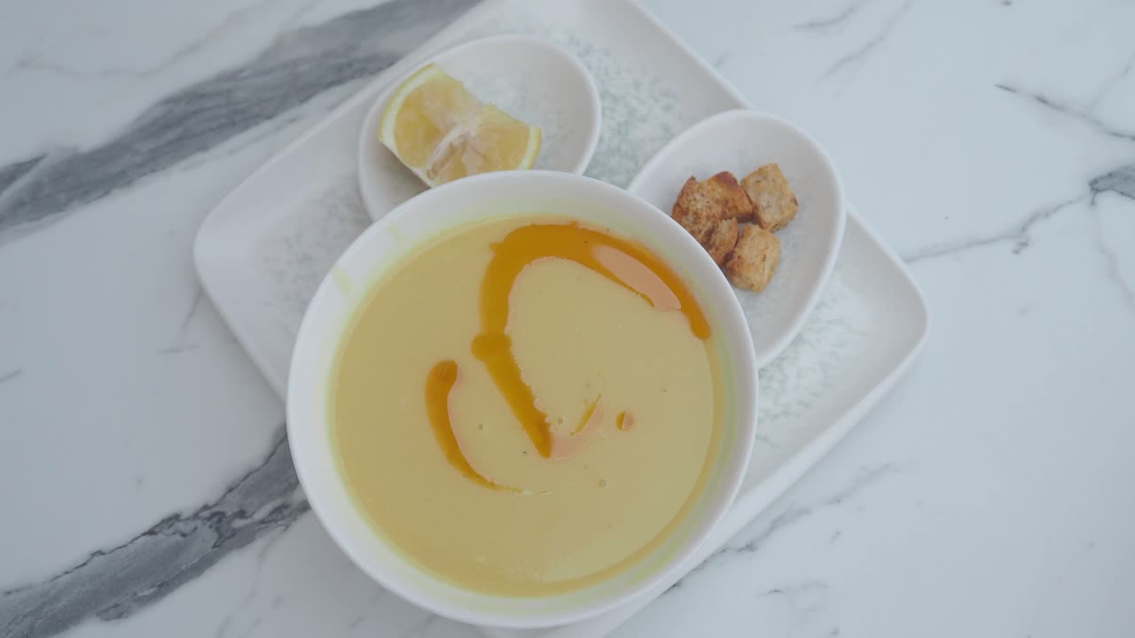 Soup with Lemon and Croutons