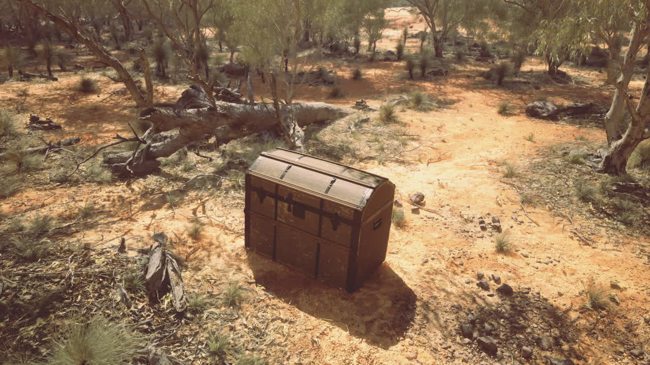 Mysterious treasure chest found in an arid landscape of australia
