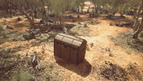 mysterious treasure chest found in an arid landscape of australia