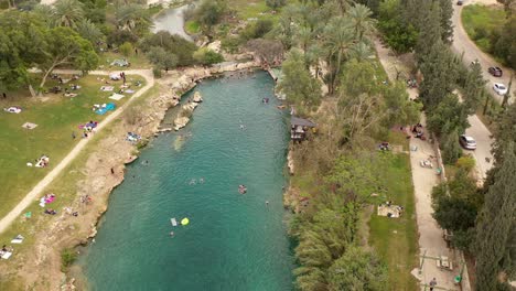 nir david kibbutz close to beit shean valley  with river, aerial view