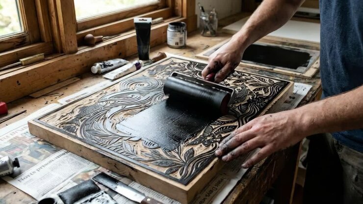 Processo di stampa Linocut