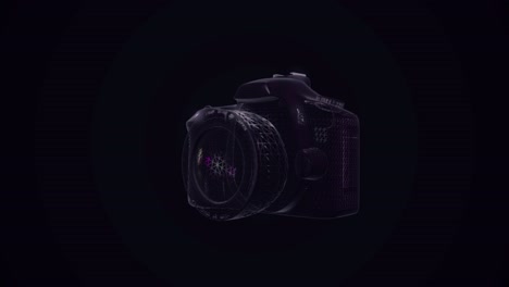 wireframe 3d model of a dslr camera