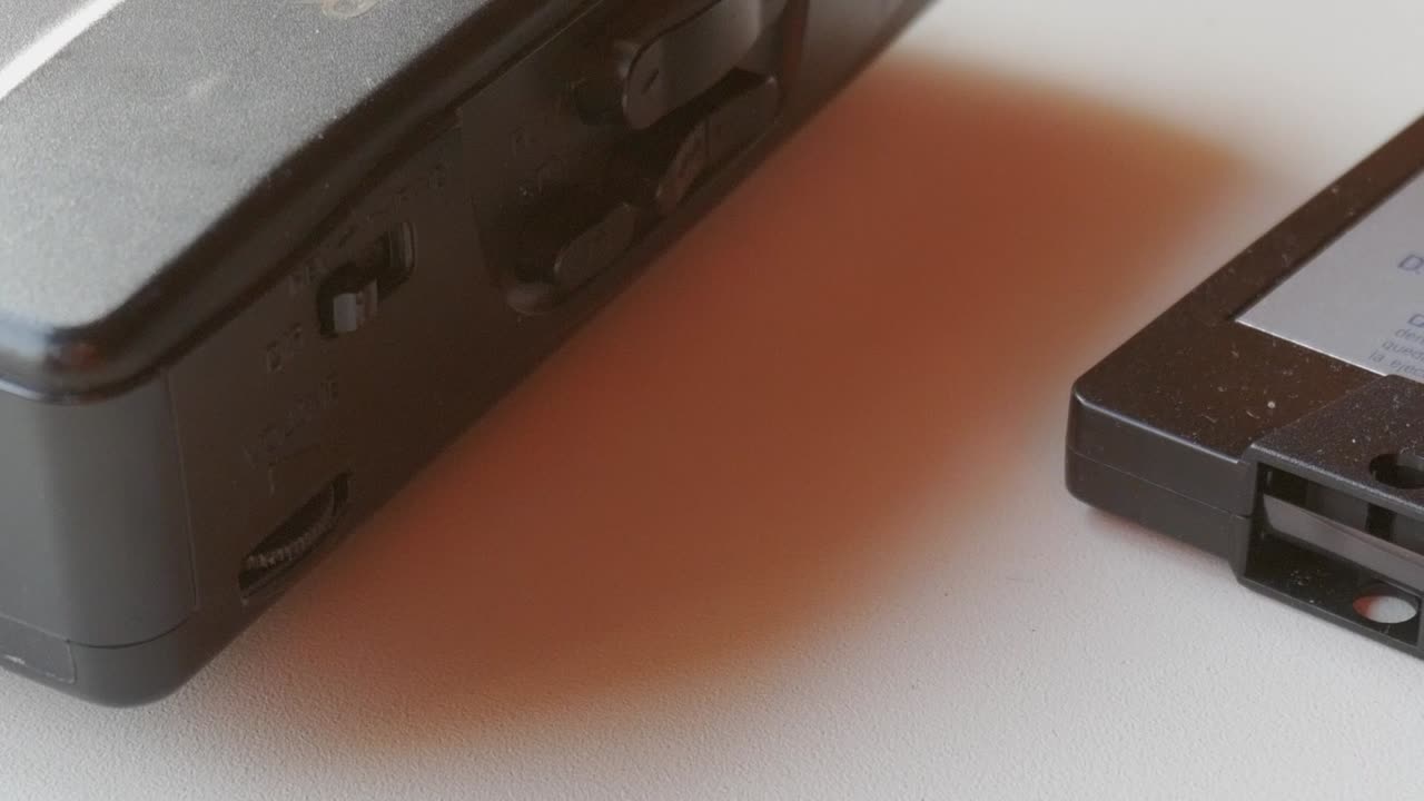 Walkman and cassette tape, close-up shot showcasing the nostalgic technology