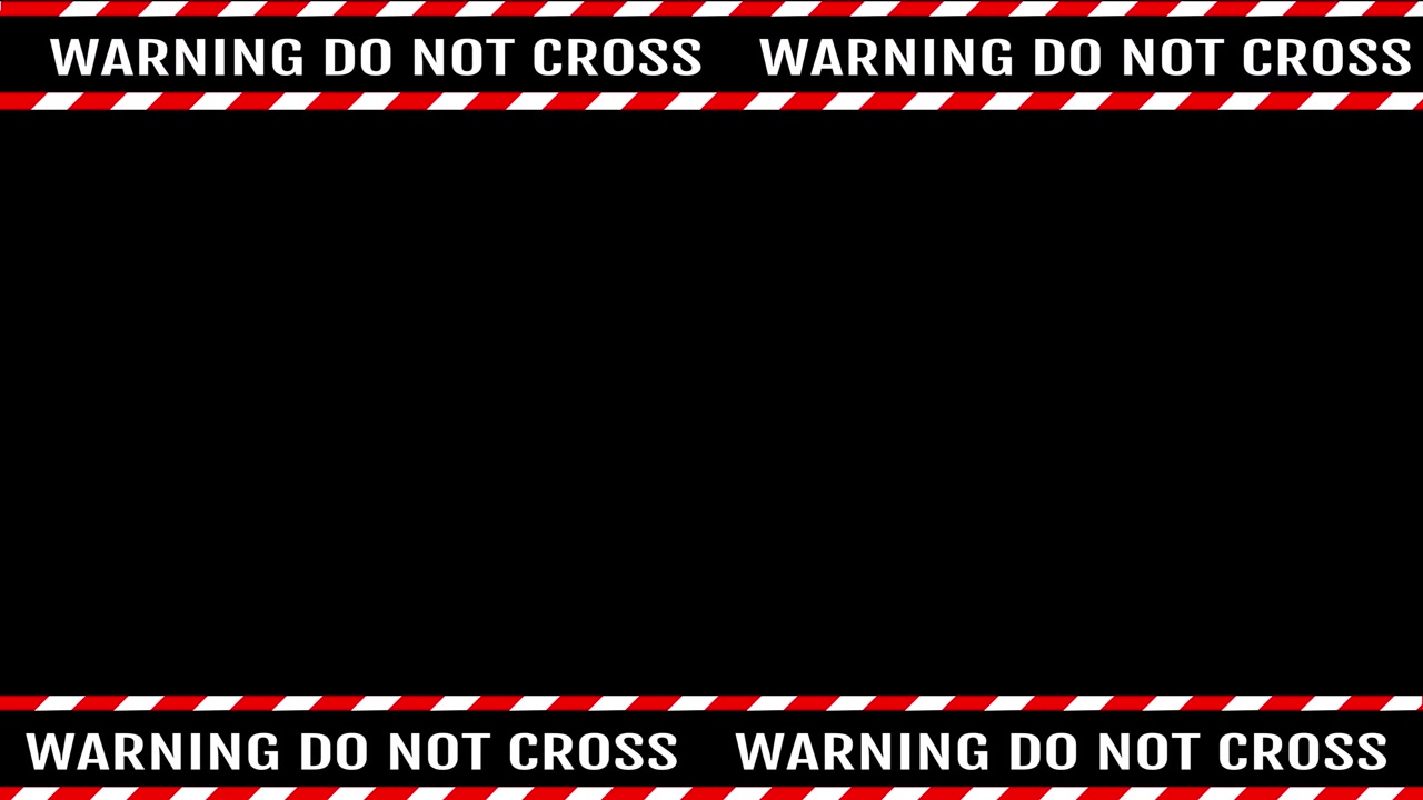 Red caution tape frame visual with warning text strips black copy space and high contrast hazard