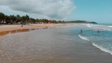 A-beautiful-drone-shot-taken-at-a-beach-in-Ghana,-Africa-on-the-western-coast