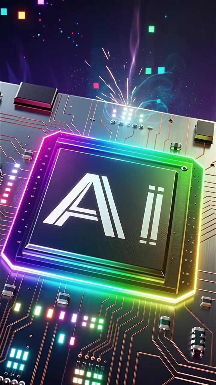 Futuristic AI Chip Motherboard Technology Background