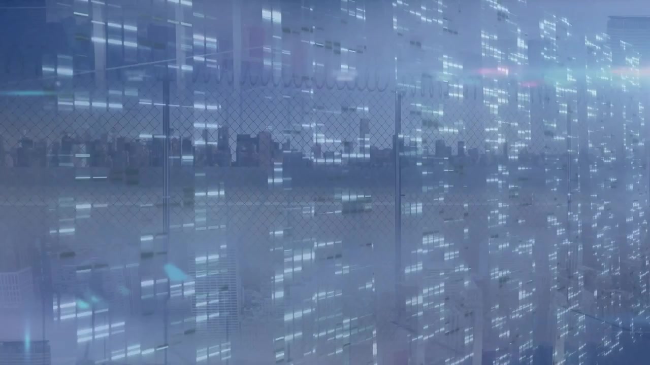Animation of moving columns over data processing on black background