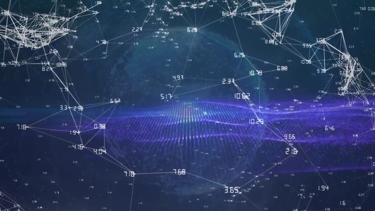 Animation of network of connections over dark background
