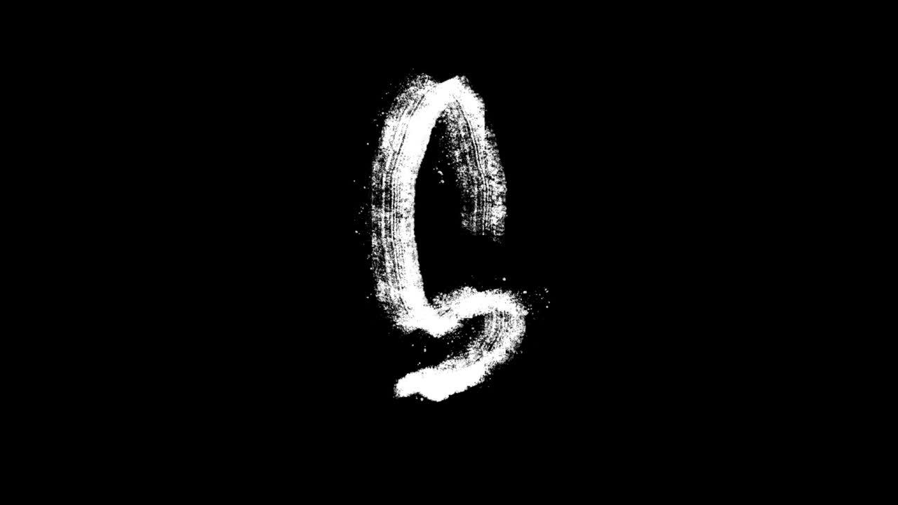 Animated White Brushstroke Letter C on Black Background