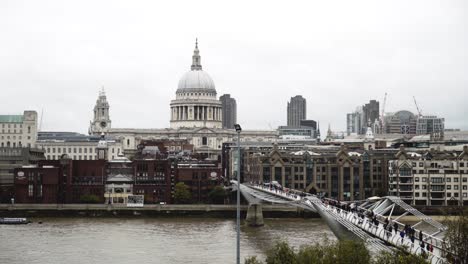 london skyline with st. paul's cathedral and millennium bridge