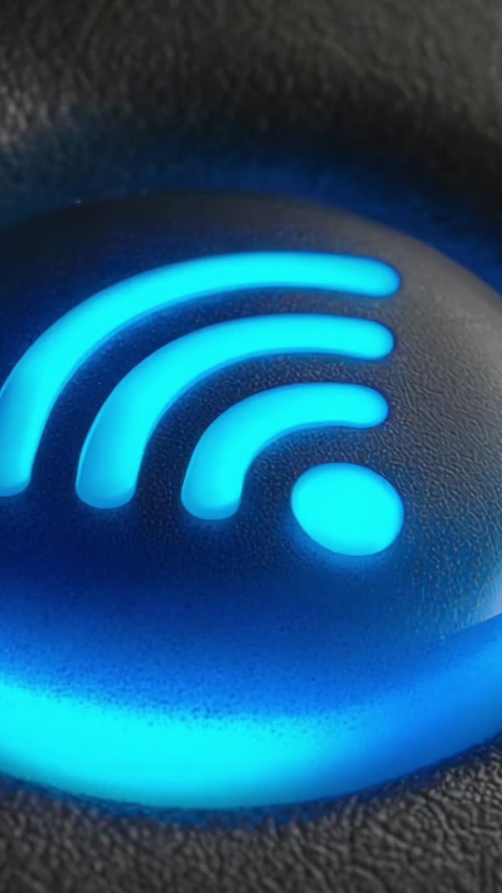 Illuminated Wi-Fi Symbol on Dark Surface Symbolizing Connectivity Technology and Modern Communication with Glowing Blue Aesthetics for Digital Experience