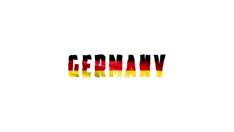 germany country wiggle text animation lettering with her waving flag blend in as a texture - white screen background loopable video