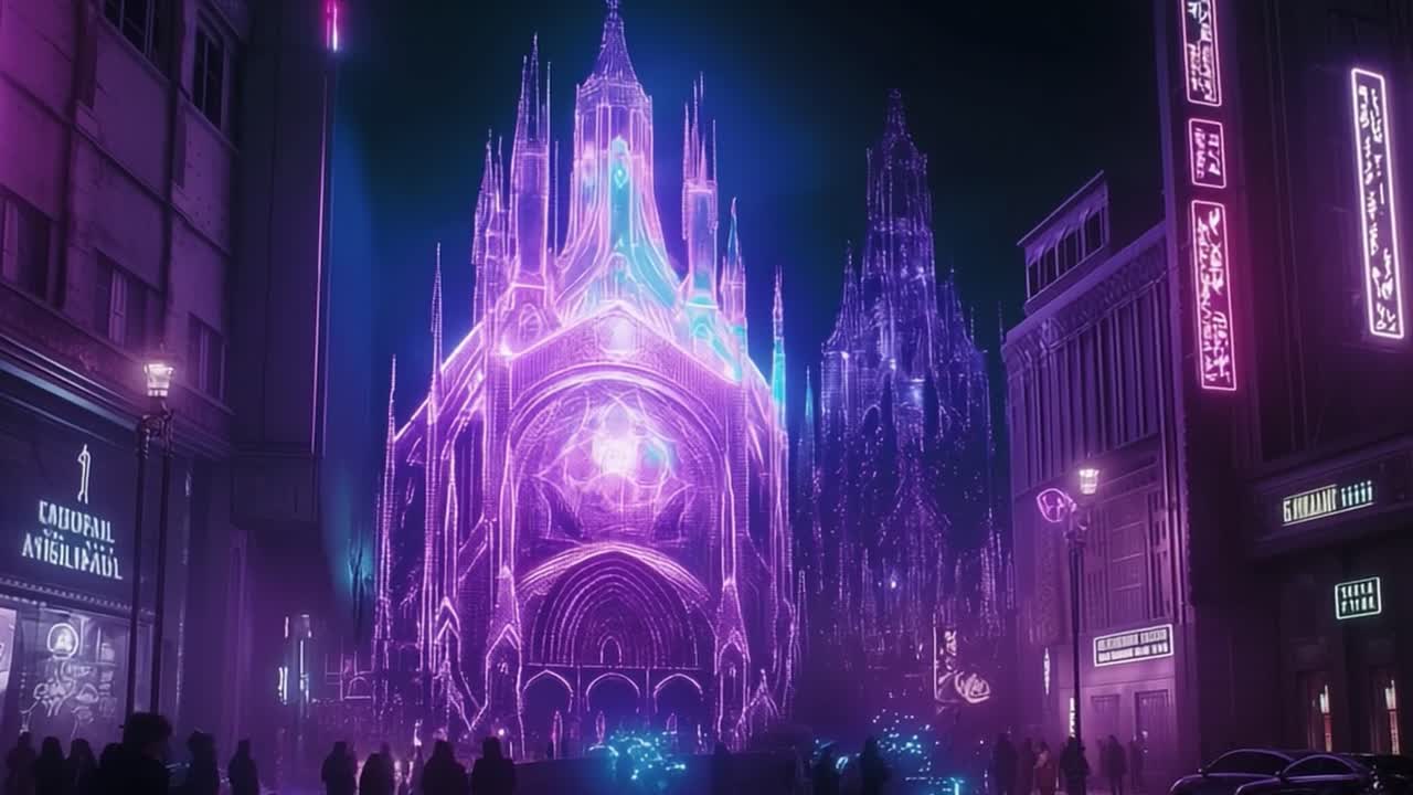 Futuristic Neon Gothic Cityscape