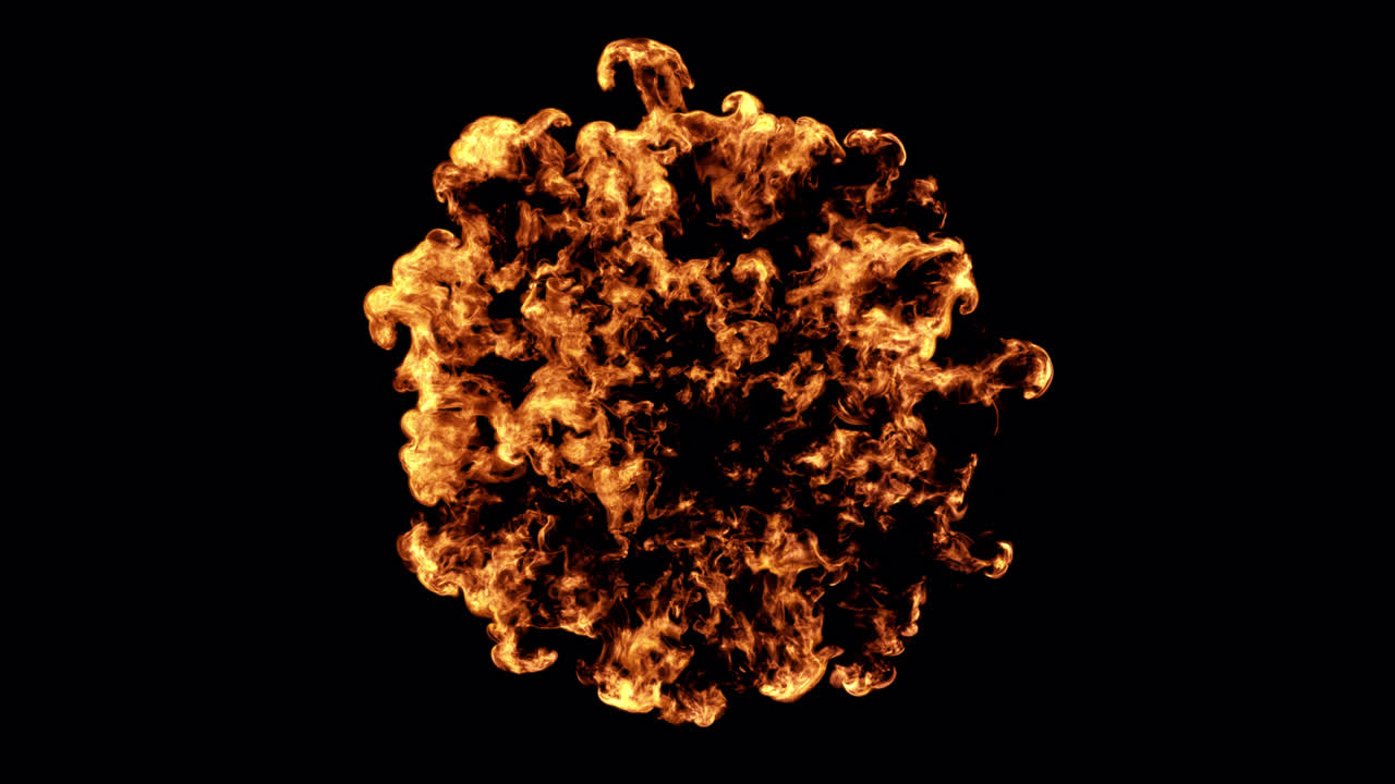 Dynamic Fire Explosion Bursting on Black Background