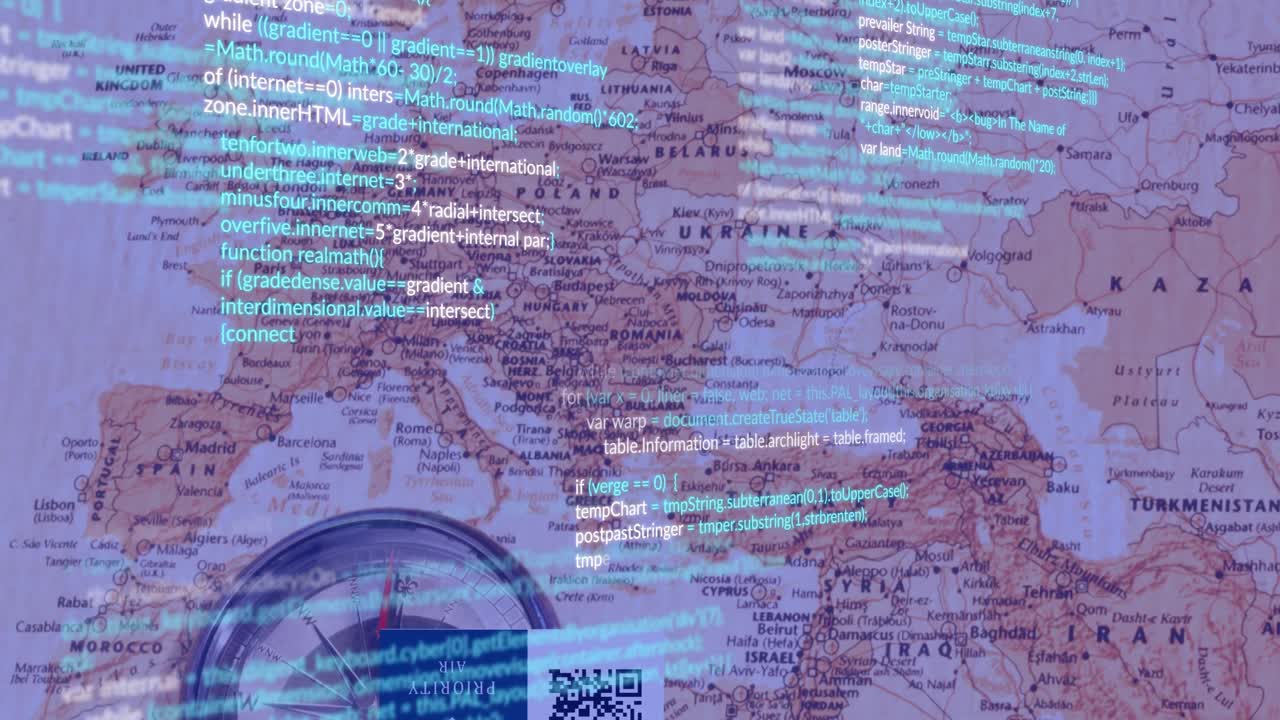 Animation of financial data processing over world map