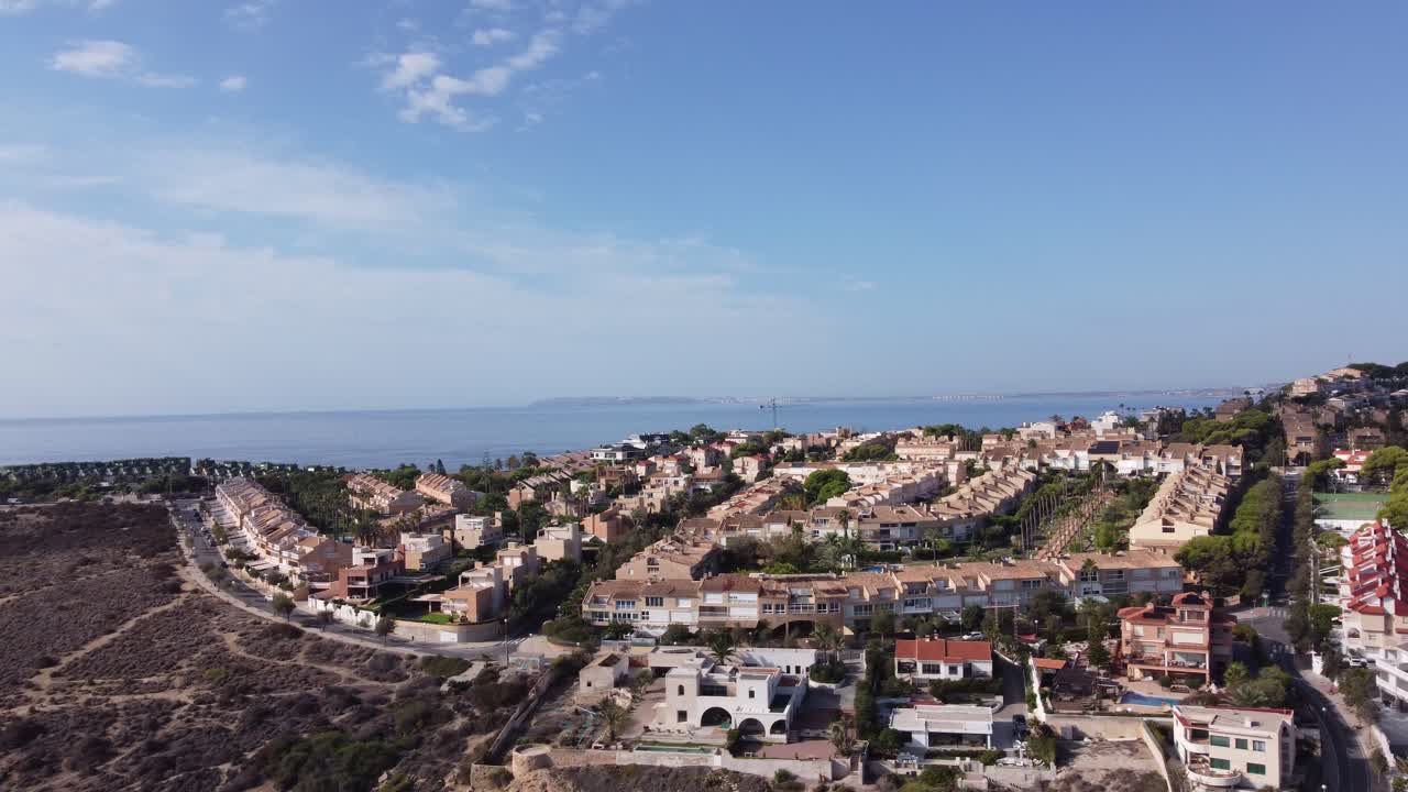 Aerial View of Coastal Town in Spain